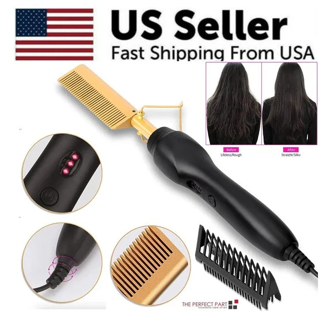 Hair Straightener Comb Pro Electric Beard Straightening Comb Heat Hot Comb Press