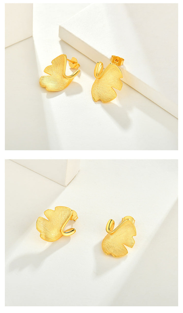 925 Sterling Silver Stud Earrings Earrings Female Plated 14k Gold Premium.