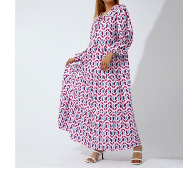 Summer Women's Vintage Printed Bohemian Dress Elegant Ladies Casual .