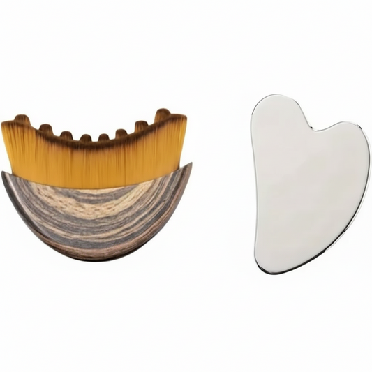 2 PCS Lymphatic Drainage Facial Massage Tool Set - Stainless Steel Gua Sha